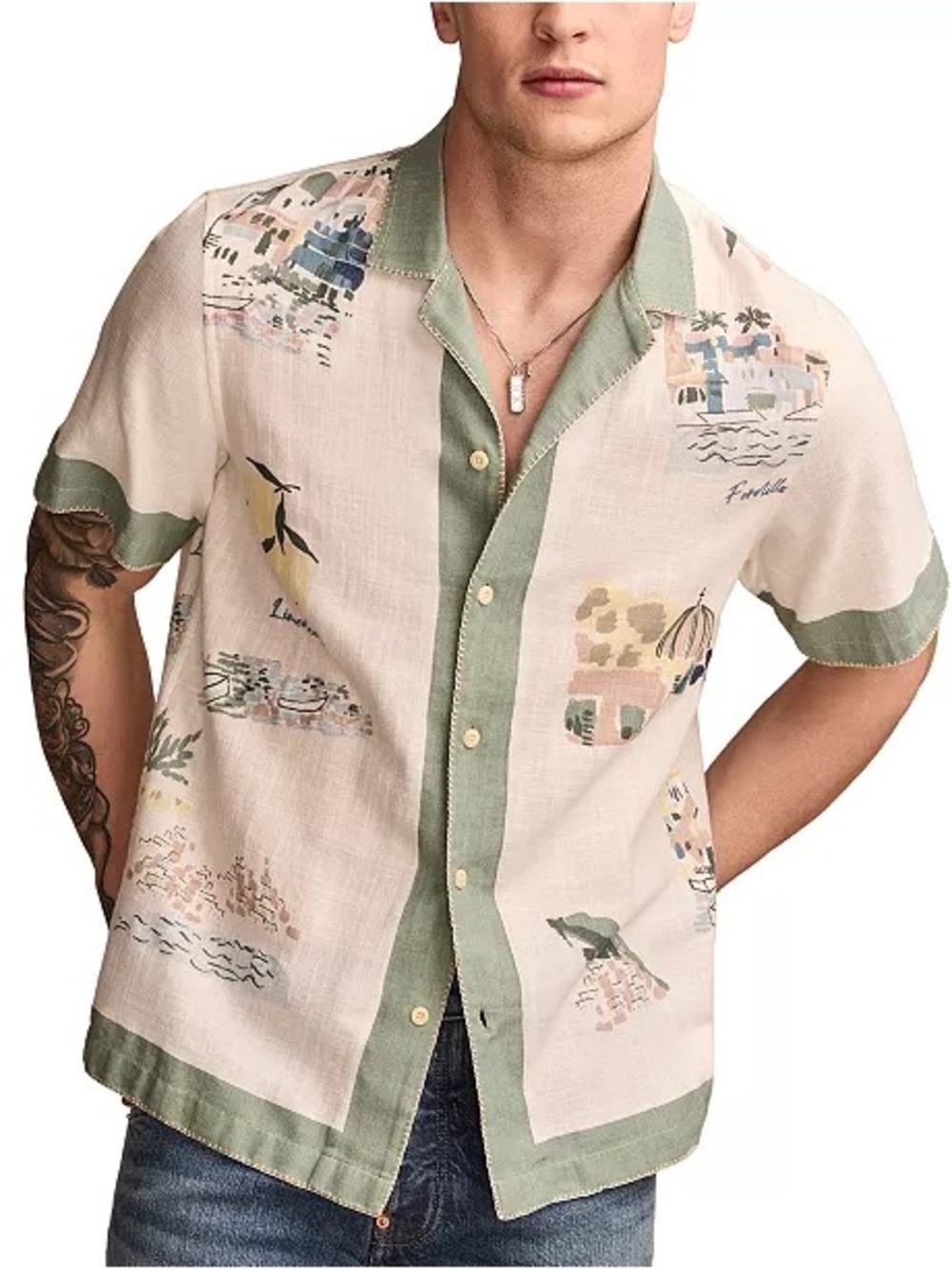 Lucky Brand Italian Themed Button Down - Size M